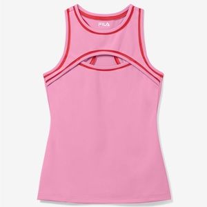 Fila Brandon Maxwell Racerback Keyhole Tank in red/pink. Size medium
